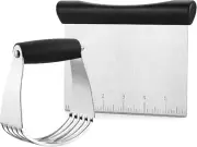Dough Blender and Bench Scraper, Stainless Steel Pastry Cutter