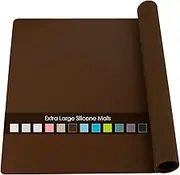 Extra Large Silicone Mat, Kitchen Counter Mat Placemats for Kids Silicone Mats for Countertop, Nonstick Silicone Table Mat for Baking Pastry Crafts Heat-Resistant Silicone Pad, 27.6'' x 19.7'', Coffee