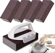 [ApTimcity] Nano Carborundum Sponge,4/8pc Emery Sponge Kitchen Pot Brush with Handle,Magic Eraser Scrub Kitchen Removal Sponge for Quickly Clean,Wet Dry Sanding Sponges
