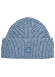 Acne Studios Pana Face Ribbed Wool Beanie - Light Blue ONE SIZE