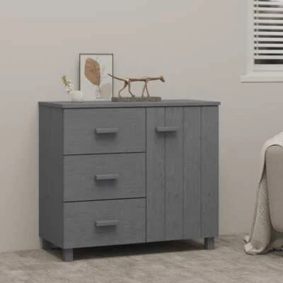 NNEVL Sideboard Dark Grey 90x40x80 cm Solid Wood Pine