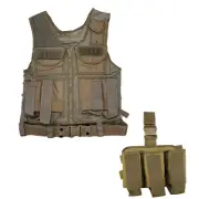 Shooters Gate Paintball Vest & Drop Leg Carrier Set - Flat Dark Earth Tan (FDE)