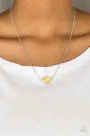 Paparazzi Necklace -Fashionably Fantabulous- Yellow- Marquise Cut