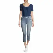 Time and Tru Peasant Top Women Size S Blue with Short Sleeves --B6--