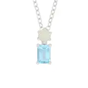 Zamel's Sterling Silver Emerald & Round Cut Blue Topaz Opal Pendant Jewellery
