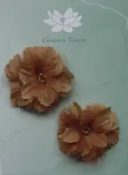 Organza & Chiffon Petal PRIMULA Flower BRONZE BROWN Bead Cntre 2 x 50mm DB M NJC