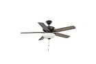 Indoor Matte Black Wood LED Ceiling Fan with Light Downrod and Reversible Blades