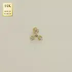 14K REAL Solid Gold Tri CZ Piercing Cartilage Daith Helix Tragus Conch Rook 18G