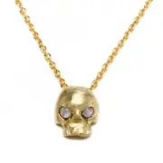 Opal Eyes Gold Mini Skull Necklace