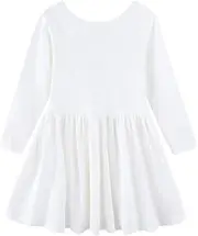 [Mud Kingdom] Girls Dresses Long Sleeve Cotton Plain Spring Autumn A-line Swing Casual Dress Backless