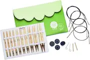 KnitPro Interchangeable Needle Tips Set Bamboo Deluxe Set, Wood and Gold