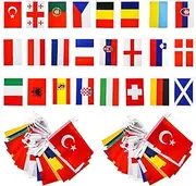 Vibbang Set of 2 Football Em 2024 Decorative Flag Chain, 24 Countries Double-Sided Fabric, Double Sided Flag, 24 Team Flags Bunting, for Garden, Bar, Club, Party, Street Decoration (14 x 21 cm - 7.5