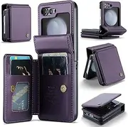 Vinich for Samsung Galaxy Z Flip 5 Case with RFID Blocking, for Samsung Z Flip 5 Wallet Phone Case with Card Holder, Durable Kickstand Case for Galaxy Z Flip 5, Purple