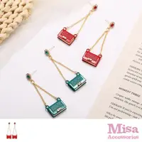 在飛比找ETMall東森購物網優惠-【MISA】韓國設計可愛小提包氣質美鑽造型長耳環 紅