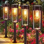 LETMY Solar Pathway Lights Outdoor, New Upgraded 6 Pack Solar Outdoor Lights, IP65 Waterproof Auto On/Off Solar Garden Lights Solar Powered Landscape Path Lights for Yard Lawn Patio Walkway