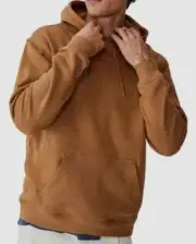 $40 Cotton On Men's Brown Essential Fleece Hoodie Long Sleeve Sweater Size M