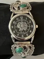 Navajo Green Malachite Watch tips Sterling Silver Mens new battery RB w013