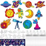 Geelin 24 Sets Solar System Suncatchers Ornaments Decorations Outer Space DIY Window Paint Art Planet Suncatchers Craft Kits Rocket Sun Catchers for Kids Birthday Party Gift School Classroom