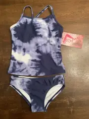 Kanu Surf Girls' Alania Flounce Bikini Beach Sport 2 Piece Swimsuit Denim Size 4