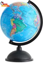 Juvale Rotating World Globe with Stand for Kids Learning, 8-Inch Spinning Earth