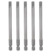 5pcs H5.0 Hex Head Drill Bit Wrench 5mm Flat Tip 1/4" Shank 110mm Long Magnetic