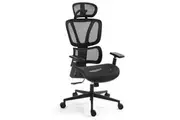 Fortia Ergonomic Office Desk Chair, Coolmesh Fabric, Adjustable Lumbar Support, Headrest, Armrest and Recline, Black Mesh/Black Frame