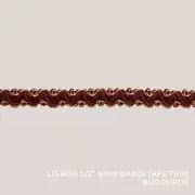 50 YARDS / Lisbon 1/2" Gimp Braid Tape Trim Burgundy / By the bolt