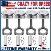 4 For 2.4L Buick Chevrolet GMC Pontiac Saturn Con Rod+Engine Pistons & Rings Kit