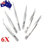 6pcs Lash Tweezers Set Stainless Steel Eyelash Extensions Makeup Tool Anti Slip