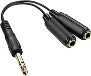 1/4" TRS to Dual 1/4" Female Splitter Y Cable, tunghey 1/4 Inch 6.35mm Stereo Plug/Male to Dual 1/4 Inch 6.35mm Jack/Female, Black (30cm)