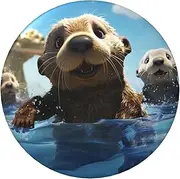 [VTCTOASY] Button Pins Badge 2.4 inch Cute Round Badge Pins Buttons Badges Personalized Name Tag Lovely Sea Otter Badge Pinback Button Badges Fashion Pins Set for Men Women Backpack Office
