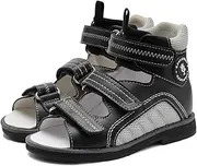 [Orthopop] Toddlers Orthopedic Sandals with Arch and Ankle Support,Kids High Back Black Shoes