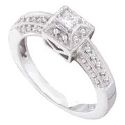 14k White Gold Princess Diamond Solitaire Bridal Engagement Ring 1/3 Cttw
