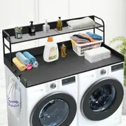 Washer Dryer Countertop with Shelf 54"x27" Wooden Washer Dryer Cover Black