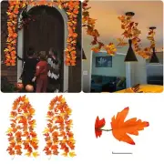 2 Pack Fall Garland Maple Leaf Hanging Vine Garland Artificial Autumn Garland
