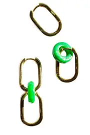 seree Della Convertible link large silver jade earrings in Bright Green at Nordstrom One Size