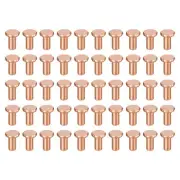 50Pcs 2.5mm Dia x 5mm L Shank Flat Head Copper Solid Rivets Fastener Copper Tone