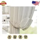 Farmhouse-Style Lace Curtains - Durable & Light-Filtering, Set of 2 Panels