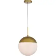 Living District LD6042BR Eclipse 1 Light Pendant Ceiling Light with Frosted W...