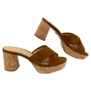 Veronica Beard Brown Dory Suede Platform Sandals | Size 7