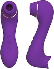 Dual Clitoral Suction & Tongue Vibrator, Realistic Vibrator, Adult Sex Toys, Clitoral Suction, Adult Toys for Couples, Sex Toy for Women, Clit Sucker, Sex Toy for Couples, G Spot Vibrator (Purple)
