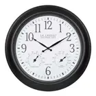 18in.Dark Brown Atomic Time Analog Wall Clock With Temperature And Humidity