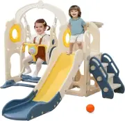 Kids Slide and Swing Set, 7in1 Toddler Slide Playset with Adjustable Swing and D