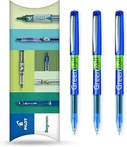 Pilot GreenBall Liquid Ink Rollerball Pen - Begreen Range 89% Recycled - Pack of 3 Pens - Medium 0.7mm Tip - Ideal for Writing, School, Home, Revision, Office (Blue)