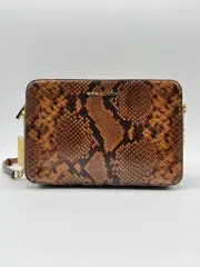 MICHAEL KORS Jet Set East West leather embossed large crossbody bag - BROWN