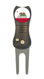 California State Flag Golf Ball Marker + Premium Switchblade Divot Tool