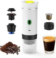 [Irishom] Portable Coffee Machine, 3 in 1 Cordless Electric Coffee Maker, Work with Capsule and Ground Coffee, Cold Brew and Heating Coffee Maker with 150ml Cup