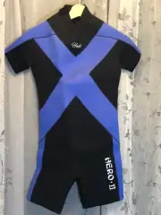 Hevto Kids Hero-2 Short Sleeve 3/2 Shorty Wetsuit Size 12 Surfing Swim Beach