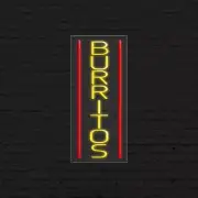 Burritos Sign for Business Displays | LED Flex Neon | 13"W x 32"H x 1"D