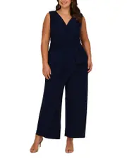 Adrianna Papell Plus Pintuck Jersey Jumpsuit 22